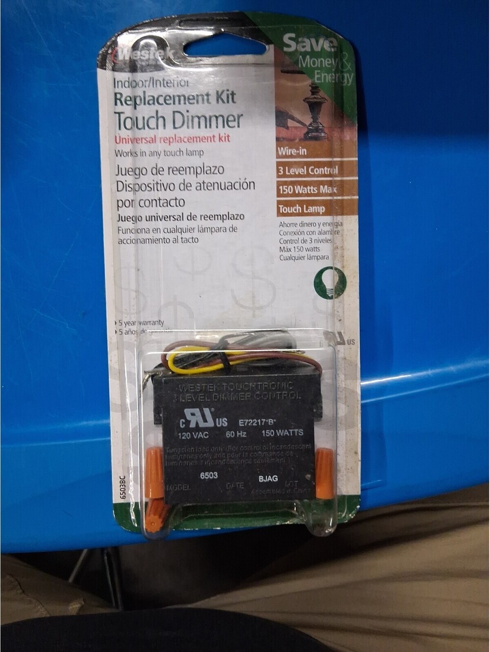 Westek 6503BC Universal Replacement 3 Level Touch Dimmer Kit, 120VAC 60Hz 150W
